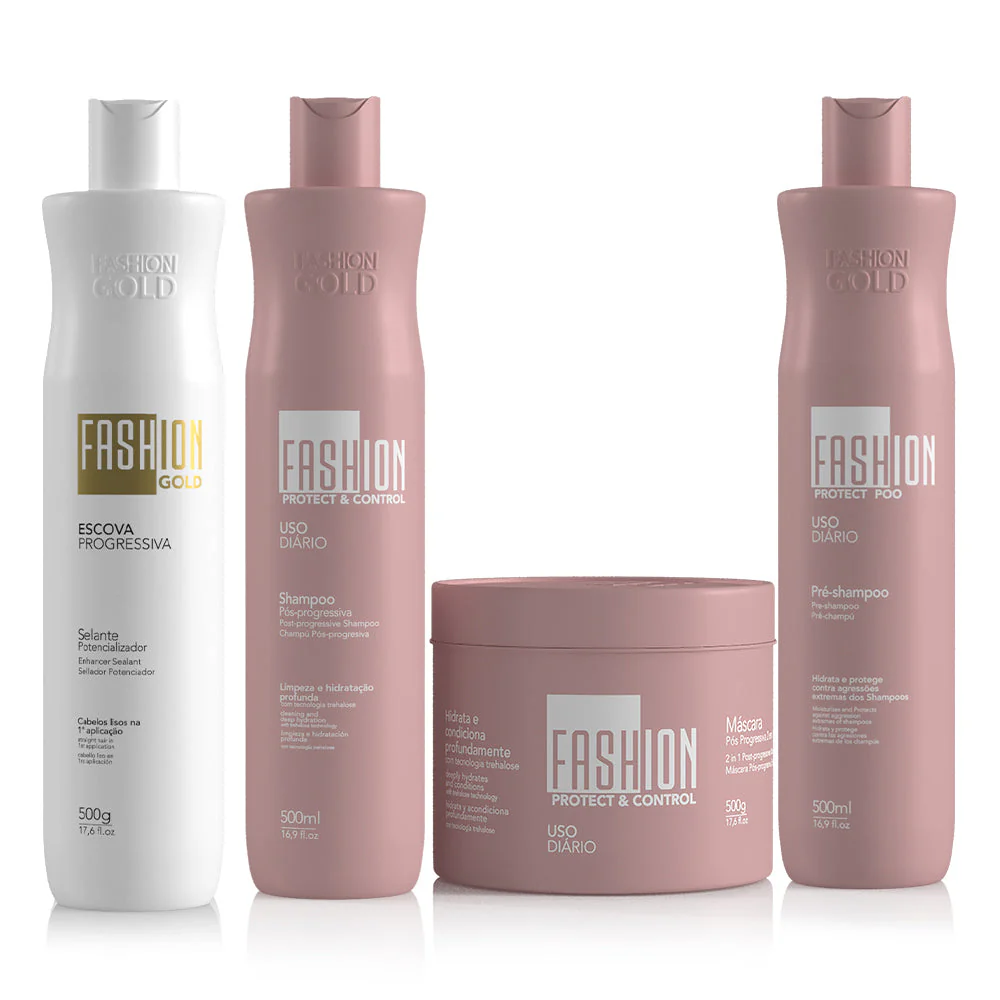 Fashion Gold Keratin Treatment Kit – 500g / 17.6 oz + Protect Poo Pre-Shampoo